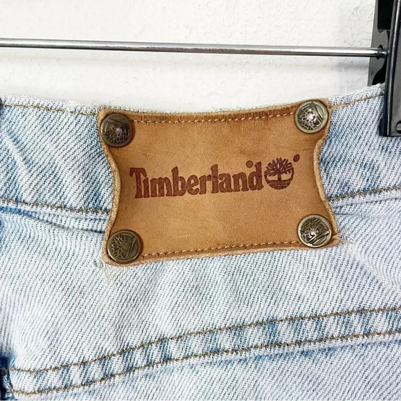 Rare⭐️ Vintage 90’s Timberland Women’s High Waist Raw Hem Baggy Jeans Waist 30” - Picture 6 of 12